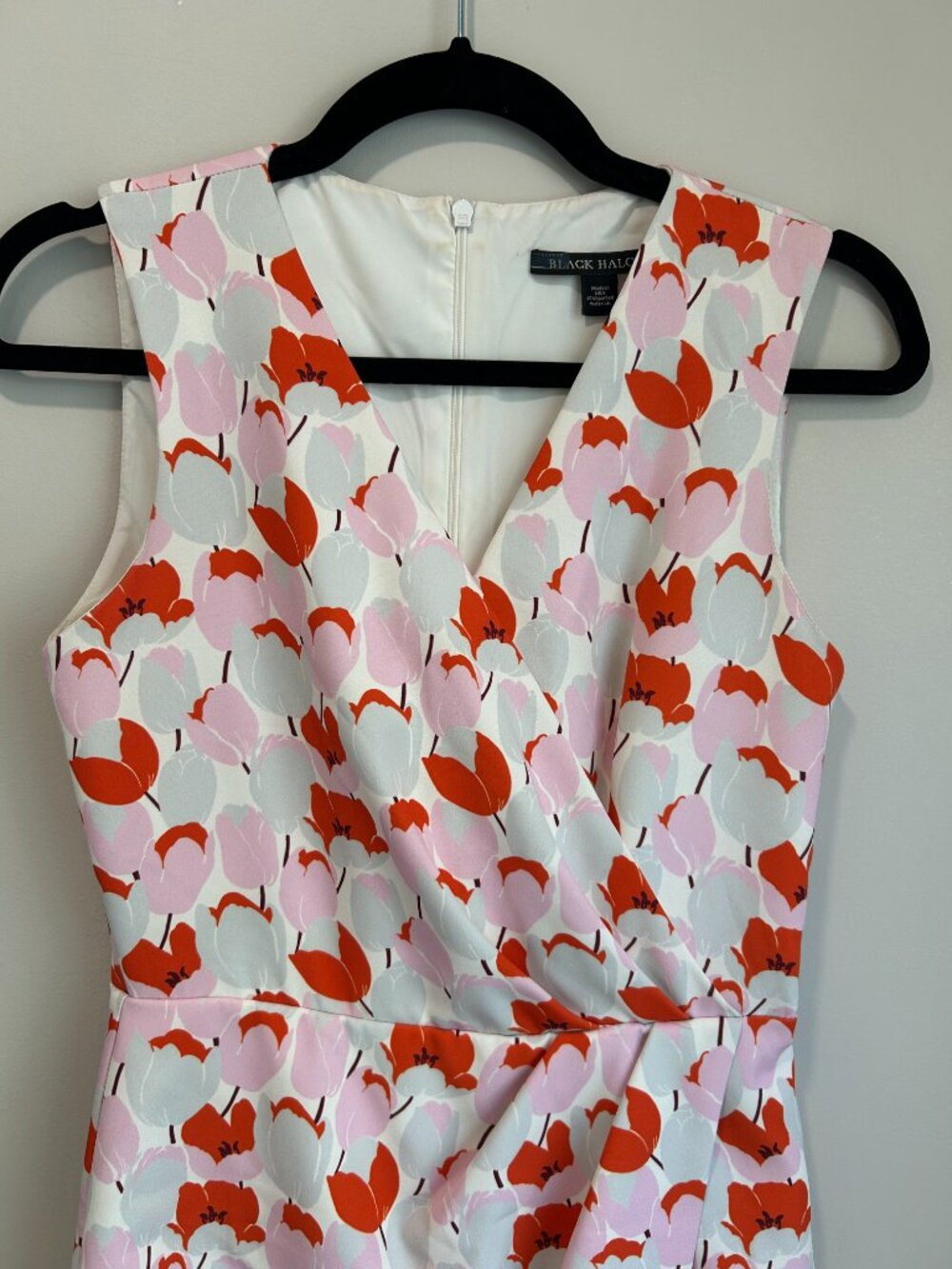 Black Halo Avilla Sheath Dress Size 0 Floral Tulip Print Wedding Guest Career - Picture 5 of 12
